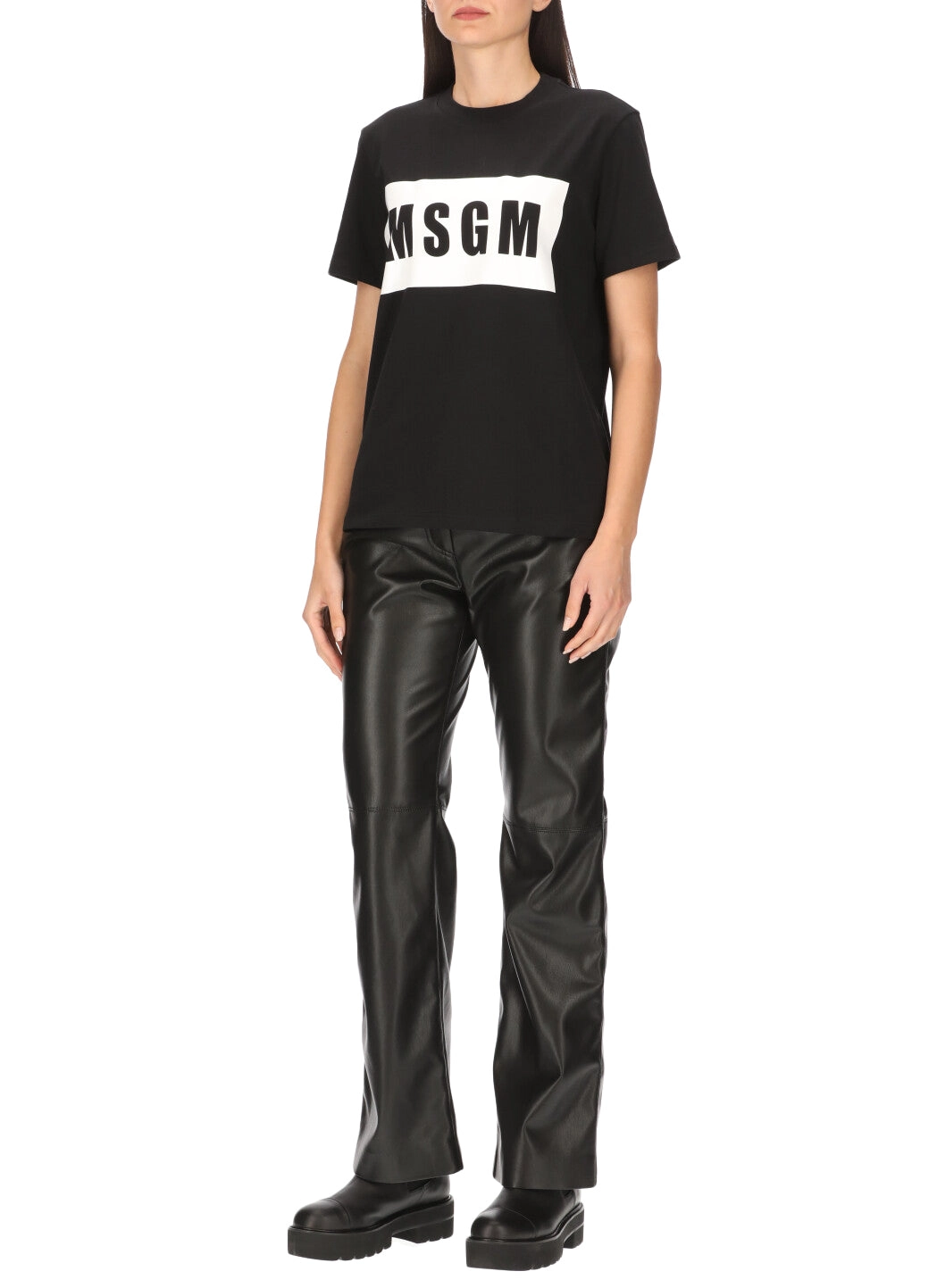 MSGM Logo Printed Crewneck T-Shirt