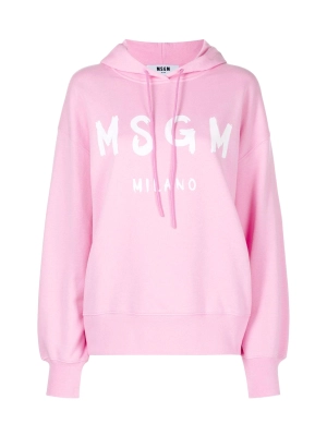 MSGM Logo Printed Drawstring Hoodie