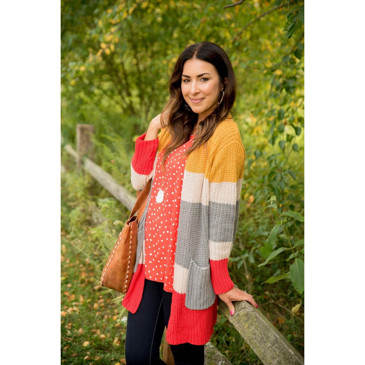 Multi Color Blocked Knit Cardigan