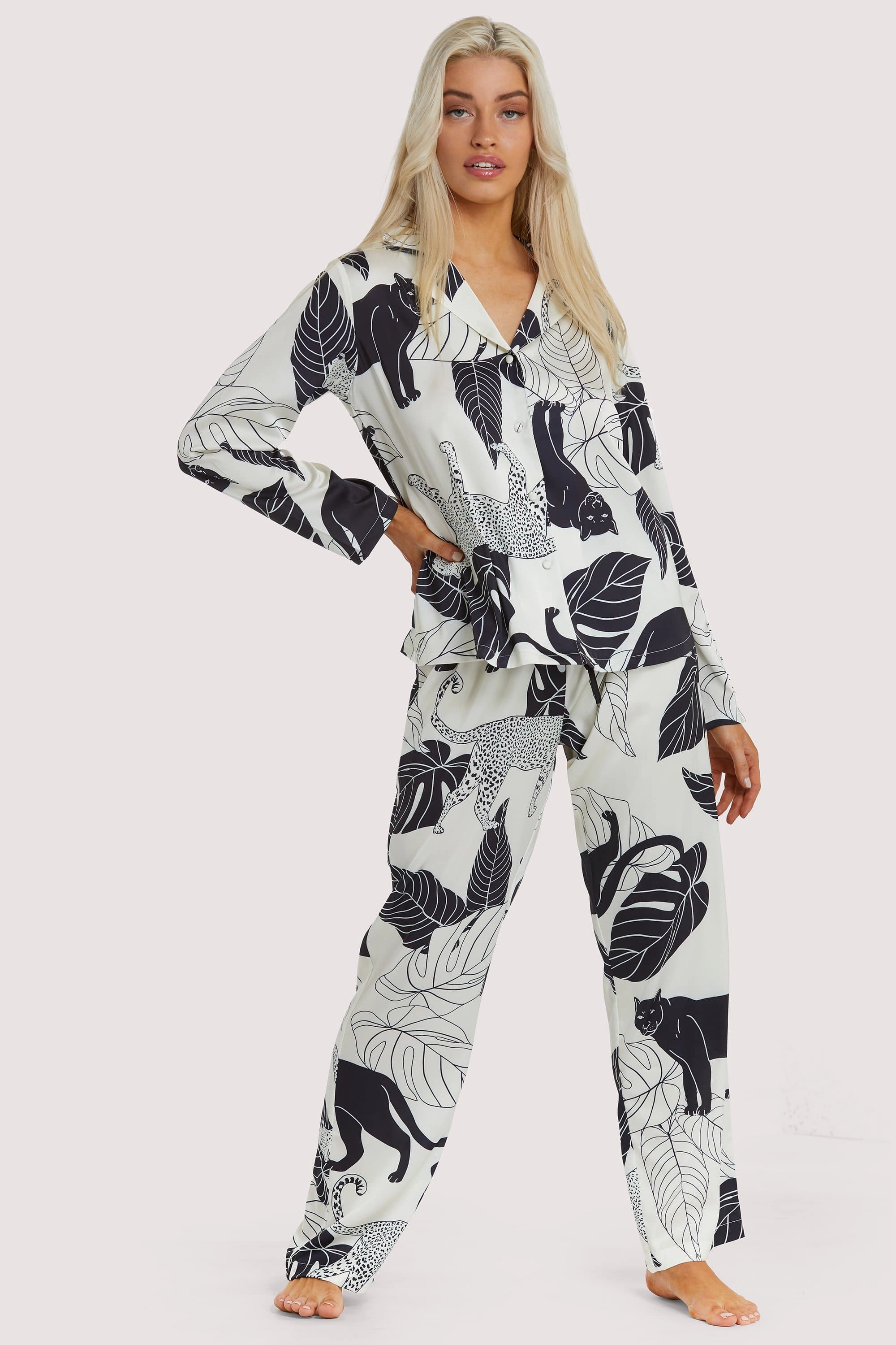 Panther Print Satin Pyjama Set