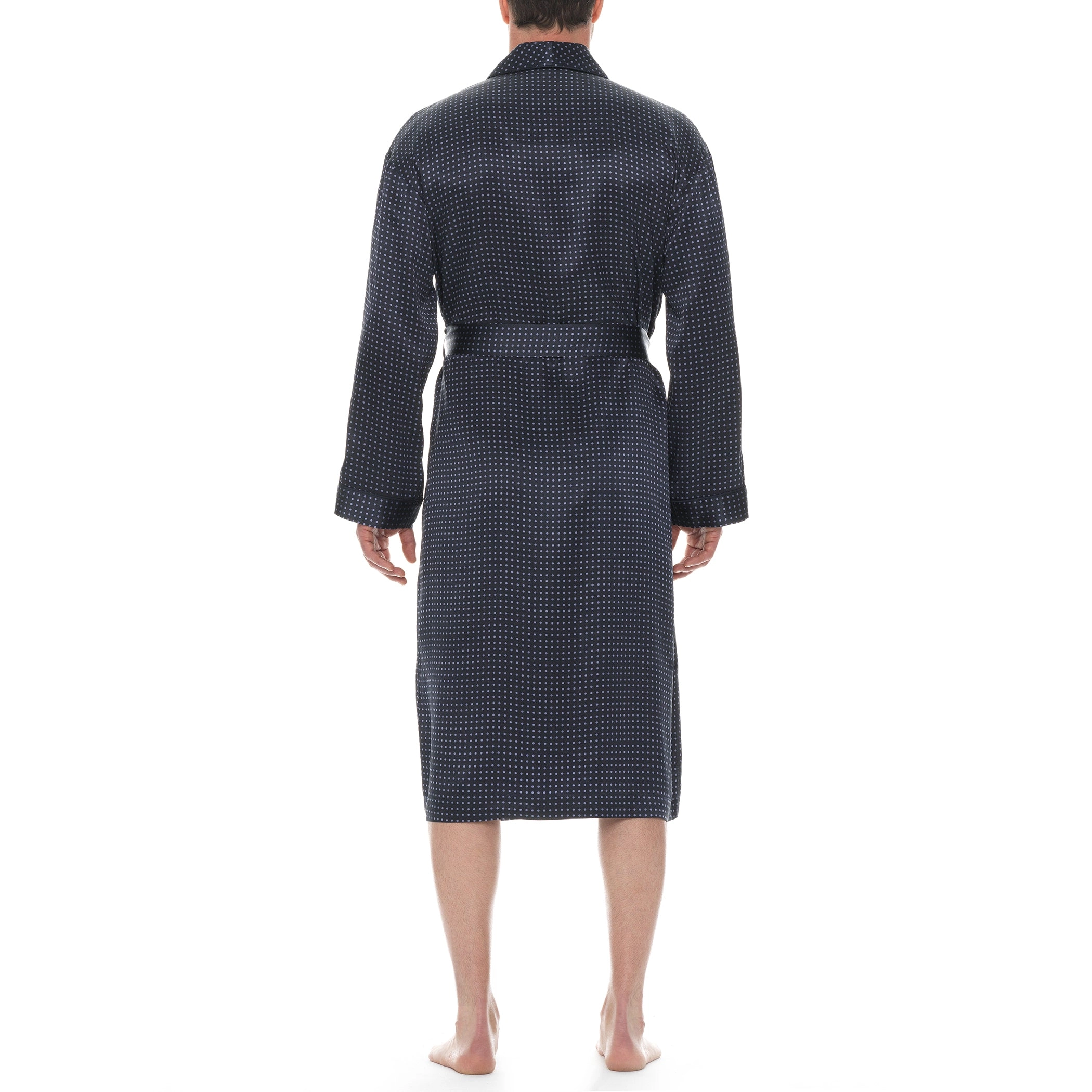Polka Dot Silk Charmeuse Shawl Robe