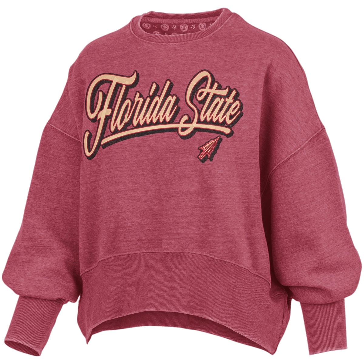 Pressbox Women's Florida State Arrowhead Design Dolman Sleeve Crew Fleece - Garnet