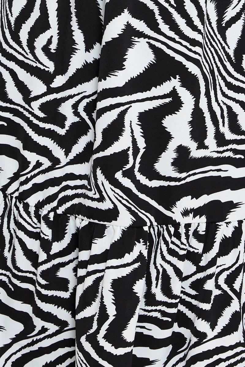 Print Midi Dress Short Sleeve