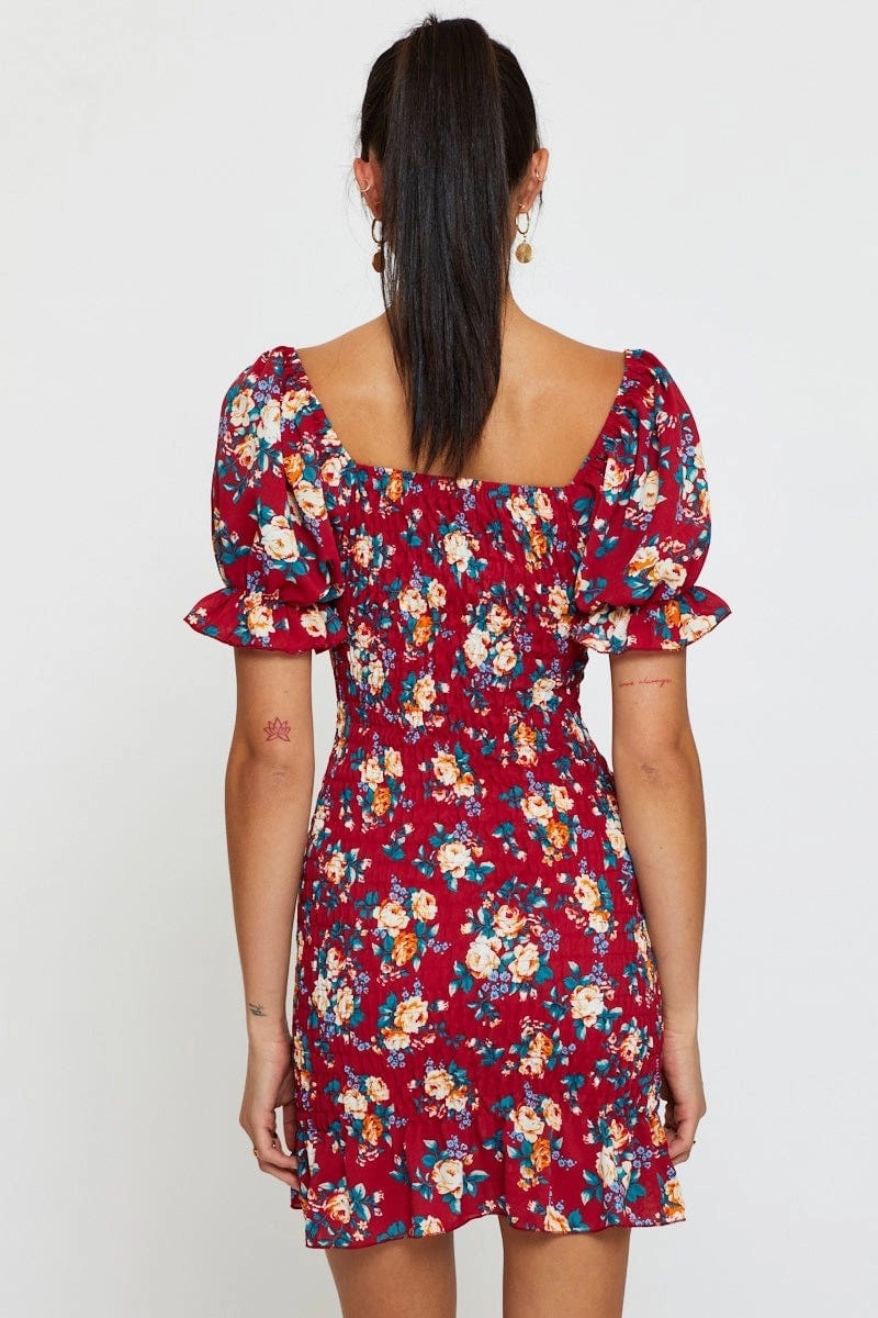 Print Mini Dress Short Sleeve