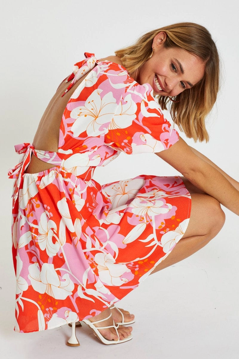 Print Mini Dress Short Sleeve