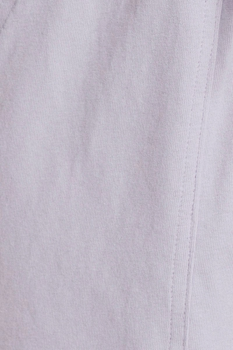 Purple Tie Front Elastic Waist Track Short
