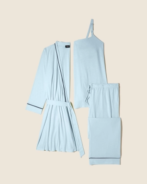 Pyjama-Set Für Schwangere, 3-Teilig, Mit Bademantel