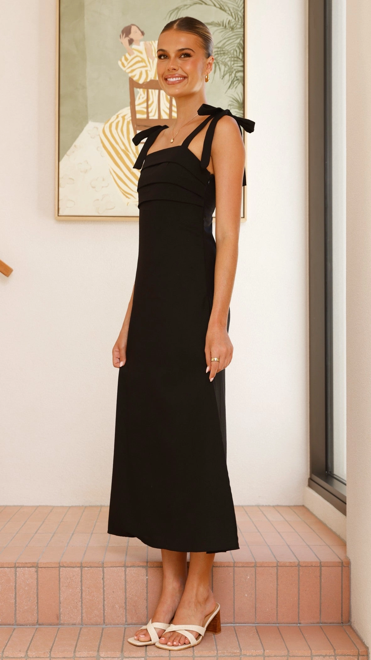Rayana Tie Maxi Dress - Black
