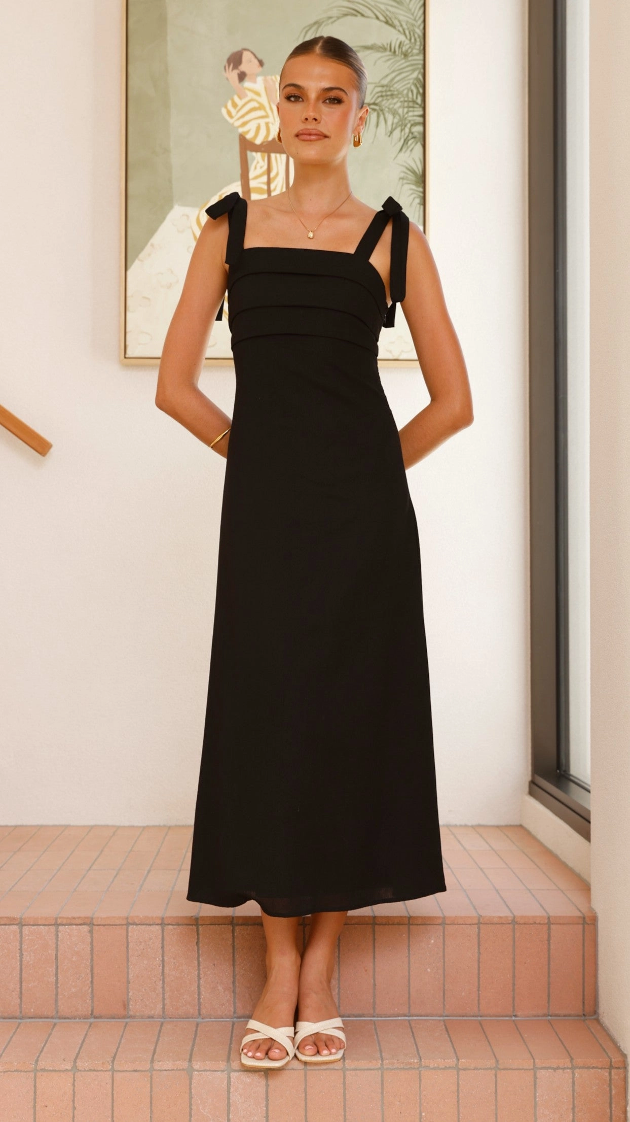 Rayana Tie Maxi Dress - Black