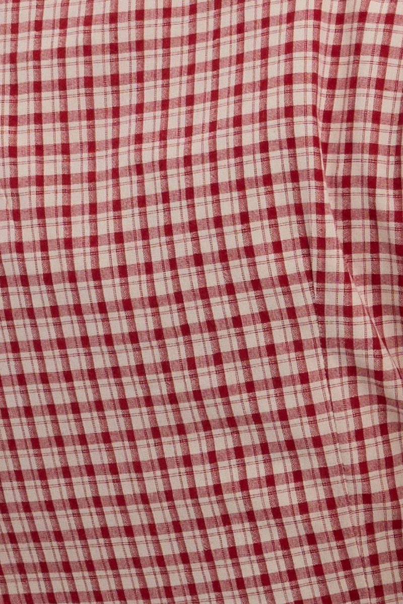 Red Check Mini Dress Ribbon Detail