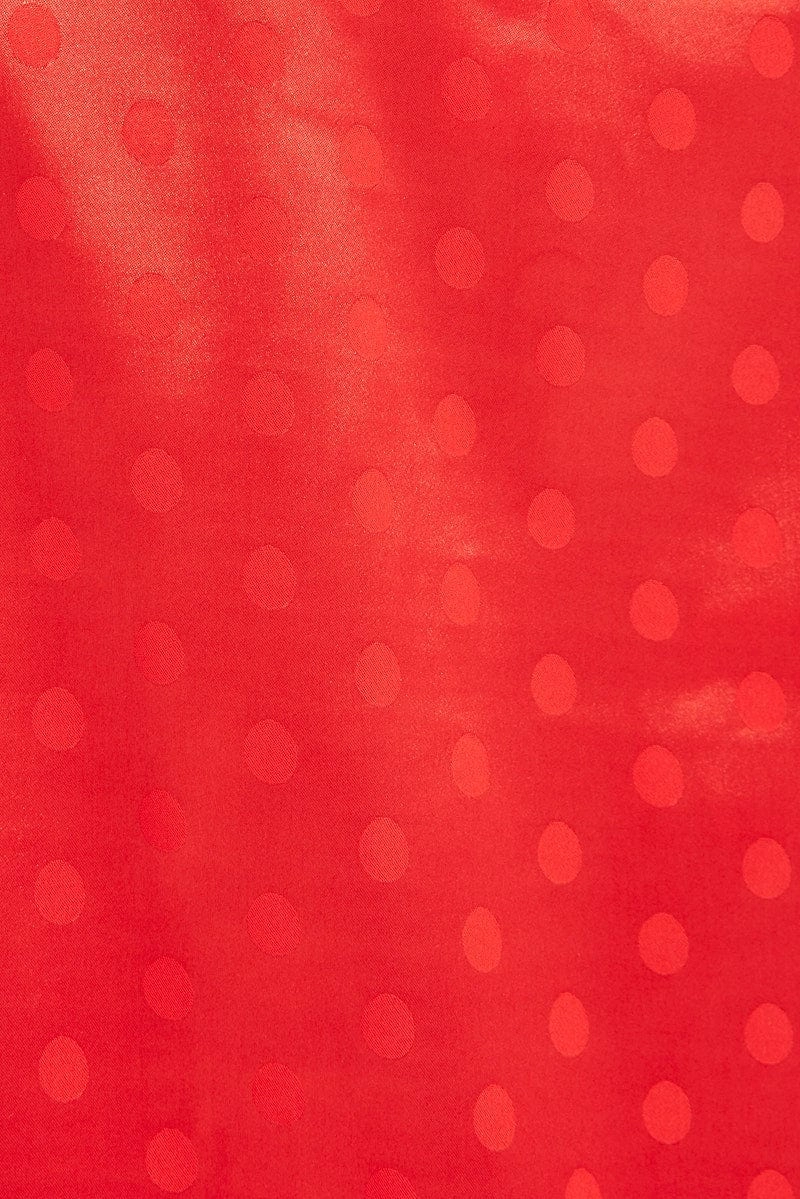 Red Polka Dot Satin PJ Polka Dot Contrast Piping Pyjama Set