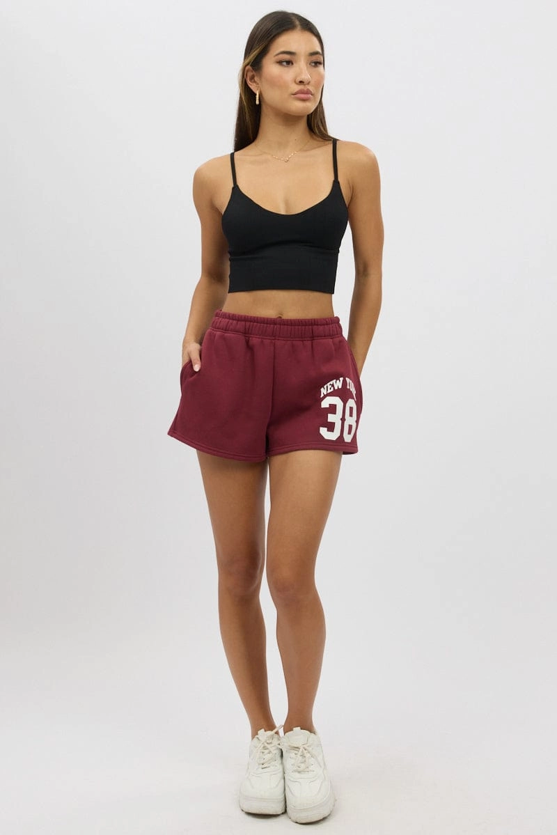 Red Track Shorts Elasticated