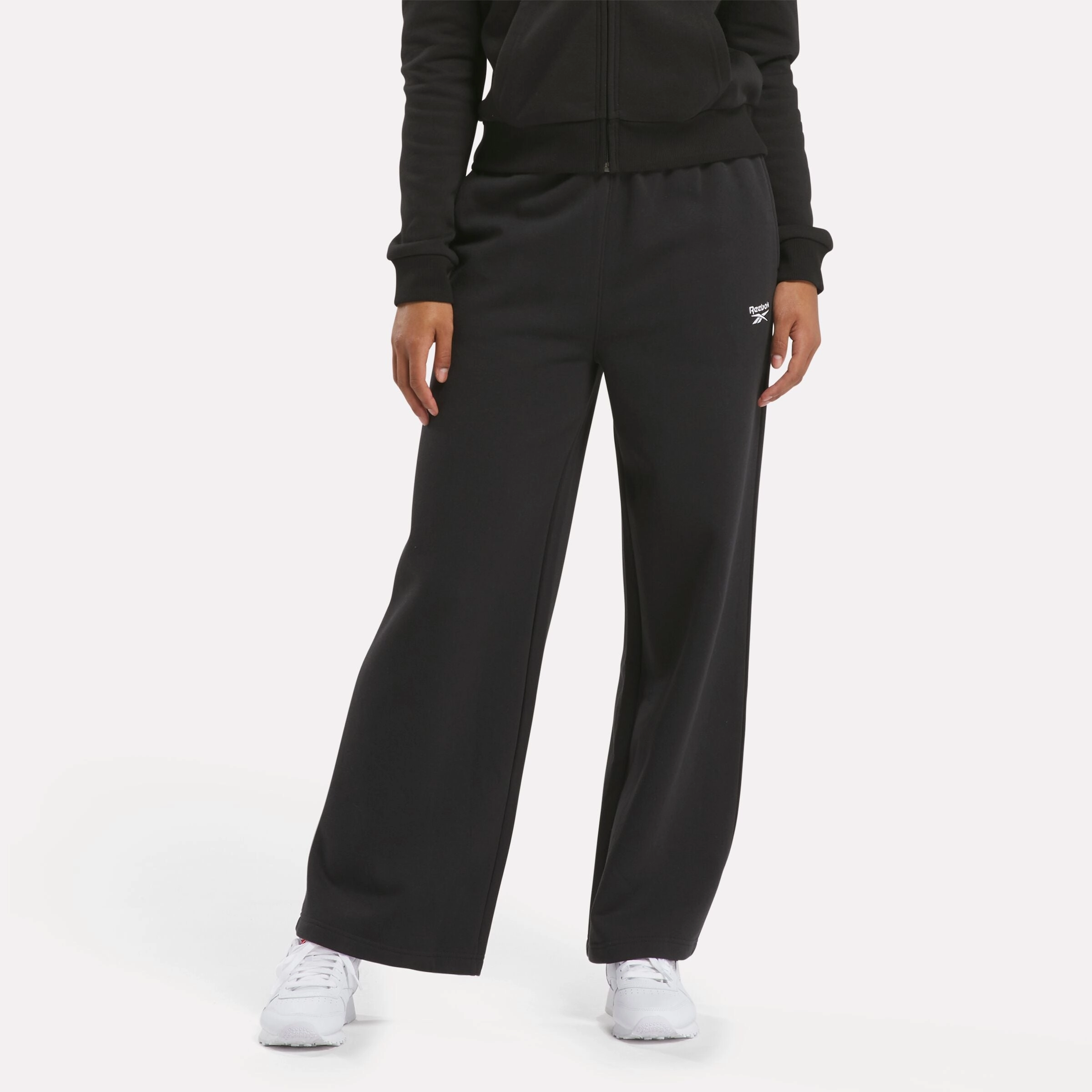Reebok Identity Small Logo Fleece Wide Leg Pants Black