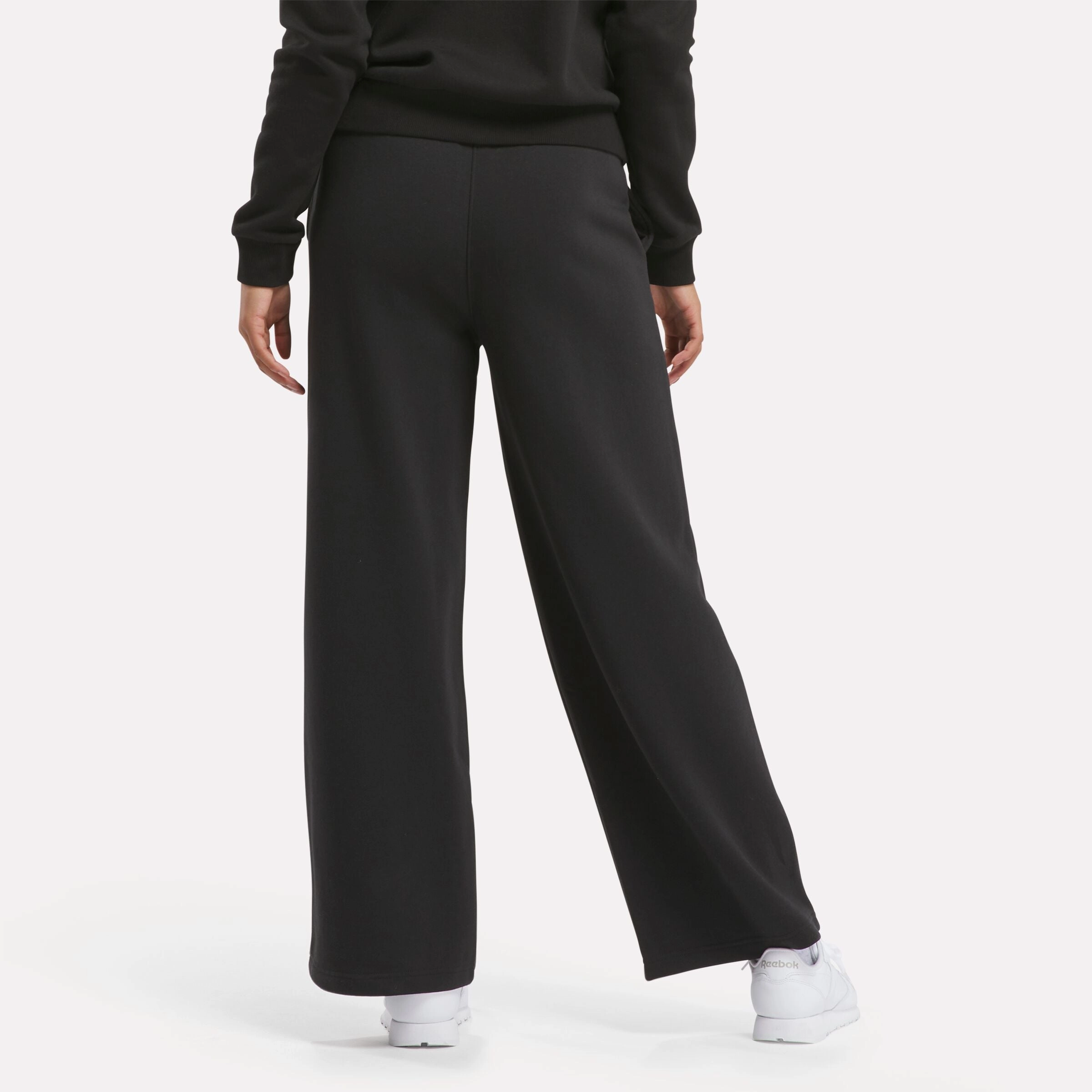 Reebok Identity Small Logo Fleece Wide Leg Pants Black