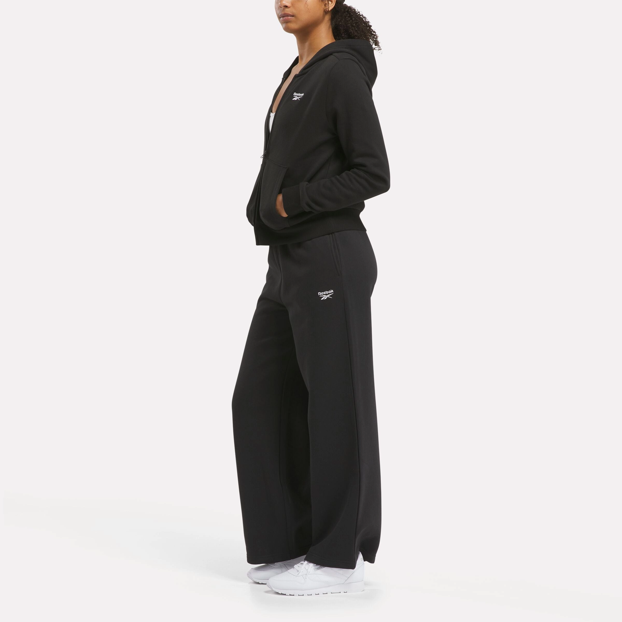Reebok Identity Small Logo Fleece Wide Leg Pants Black
