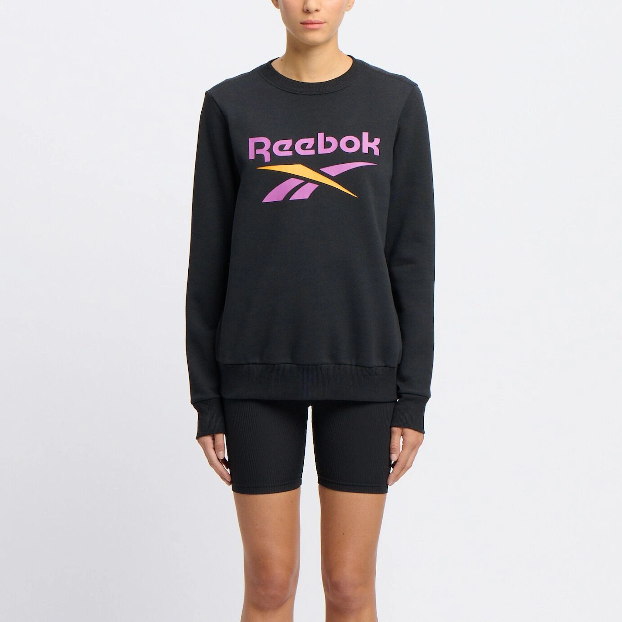REEBOK WOMEN'S IDENTITY BIG LOGO BLACK SWEATSHIRT