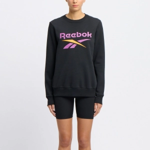 REEBOK WOMEN'S IDENTITY BIG LOGO BLACK SWEATSHIRT