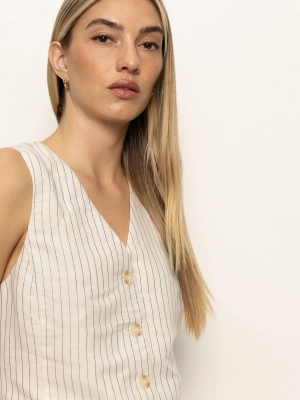 Relaxed Modern Vest Natural Metallic Stripe