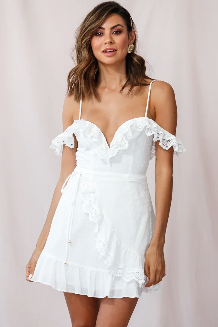 Reverie Cold Shoulder Cami Strap Dress White