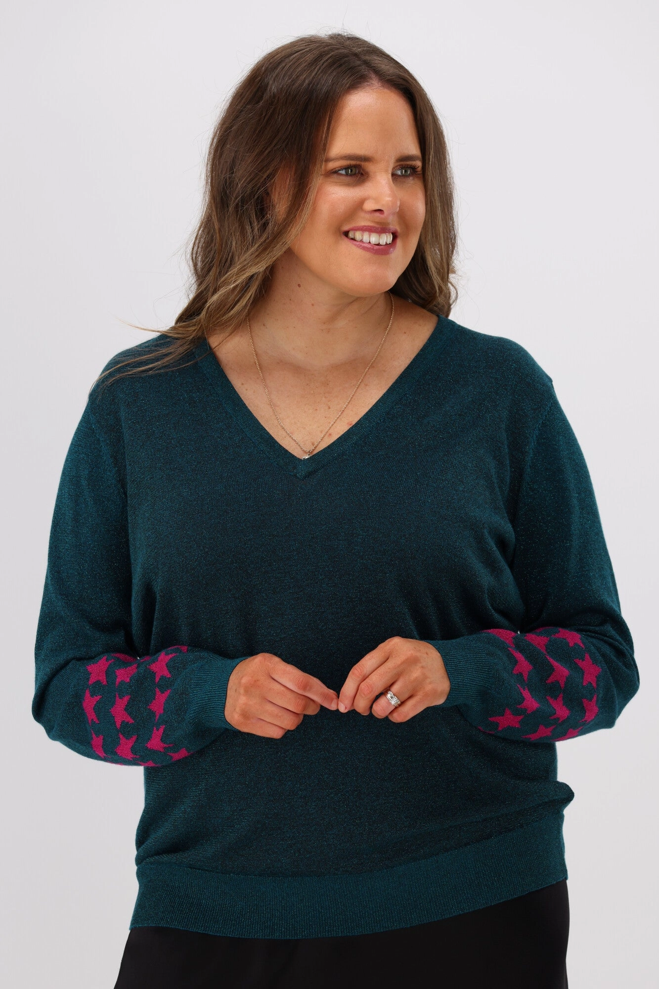 Sugarhill Brighton Marcella V Neck Jumper Teal
