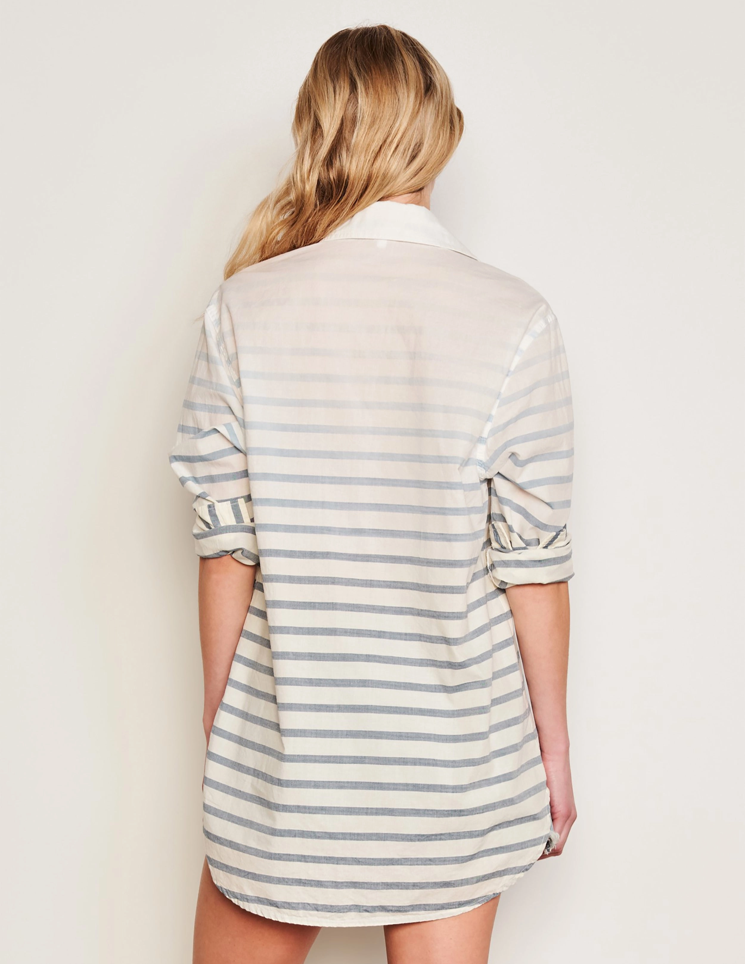 Sundry Changing Tide Stripe Classic Shirt & Midi Apron Dress Set in Deep Navy