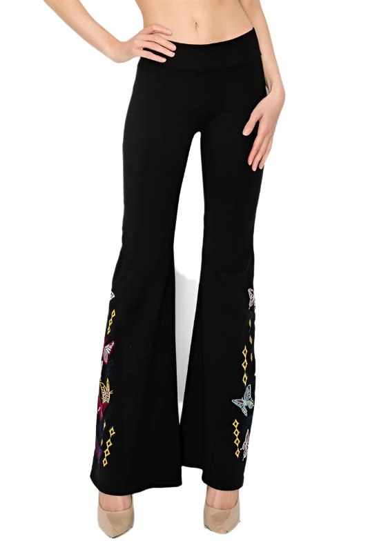 T-Party Butterfly Embroidery Yoga Pant CJ75494 Black