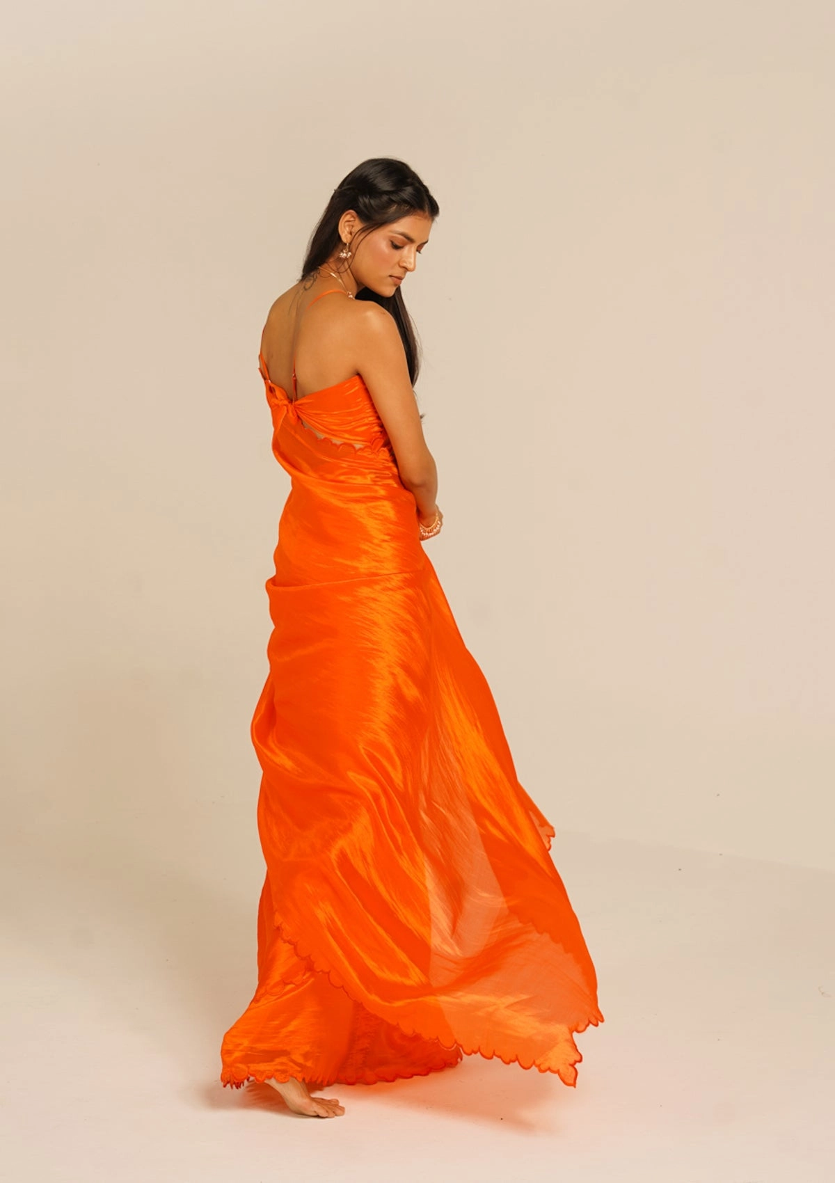 Tangerine Mulberry Silk Saree