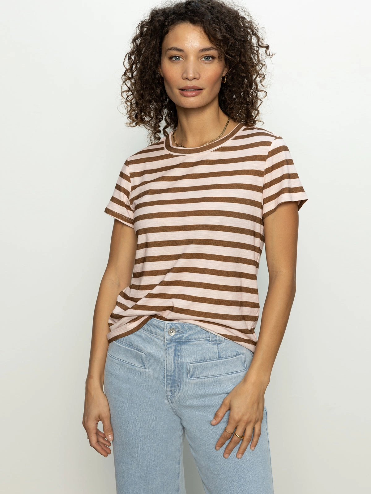 The Perfect Tee Earth Pink / Sepia Stripe