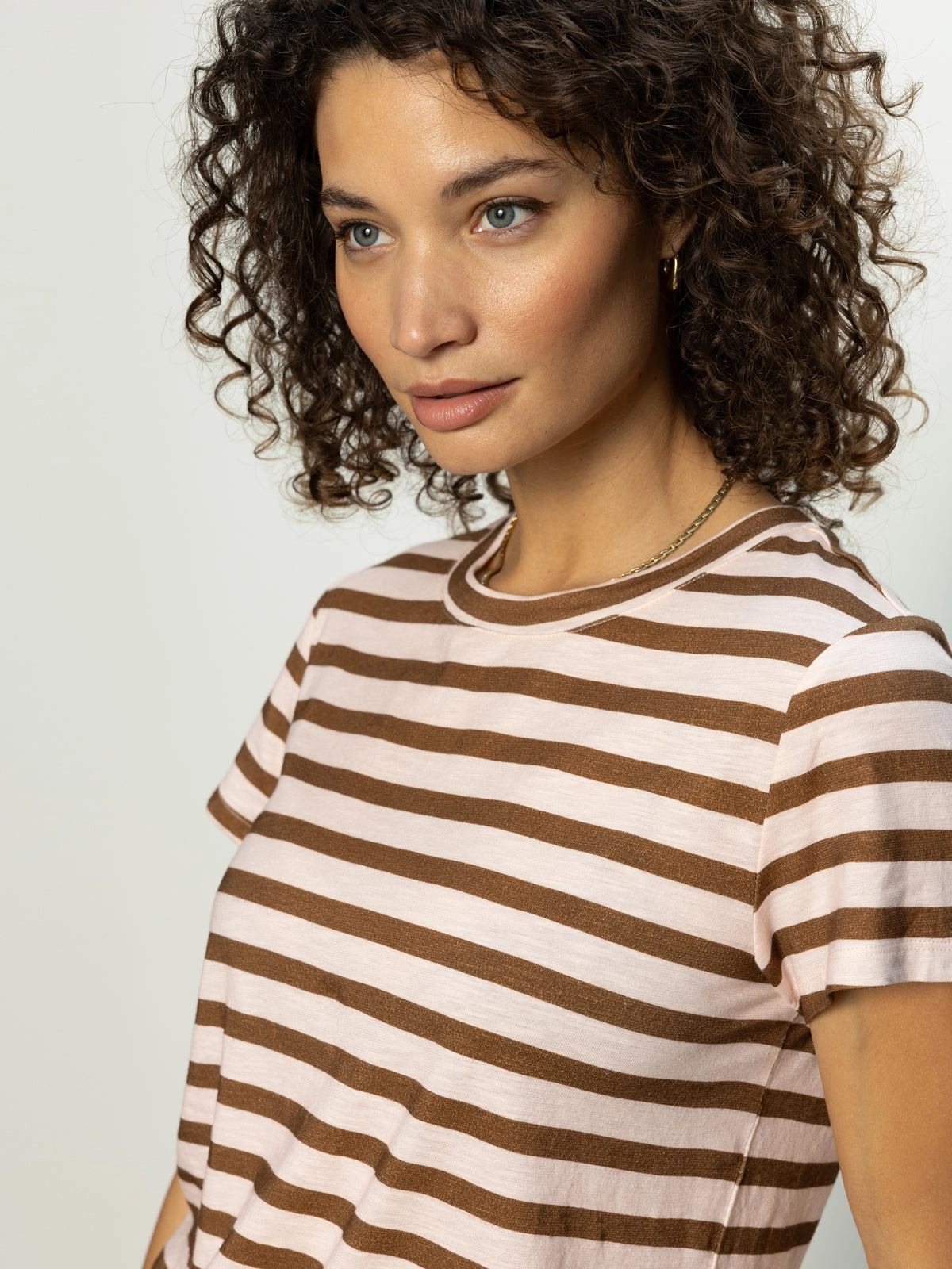 The Perfect Tee Earth Pink / Sepia Stripe