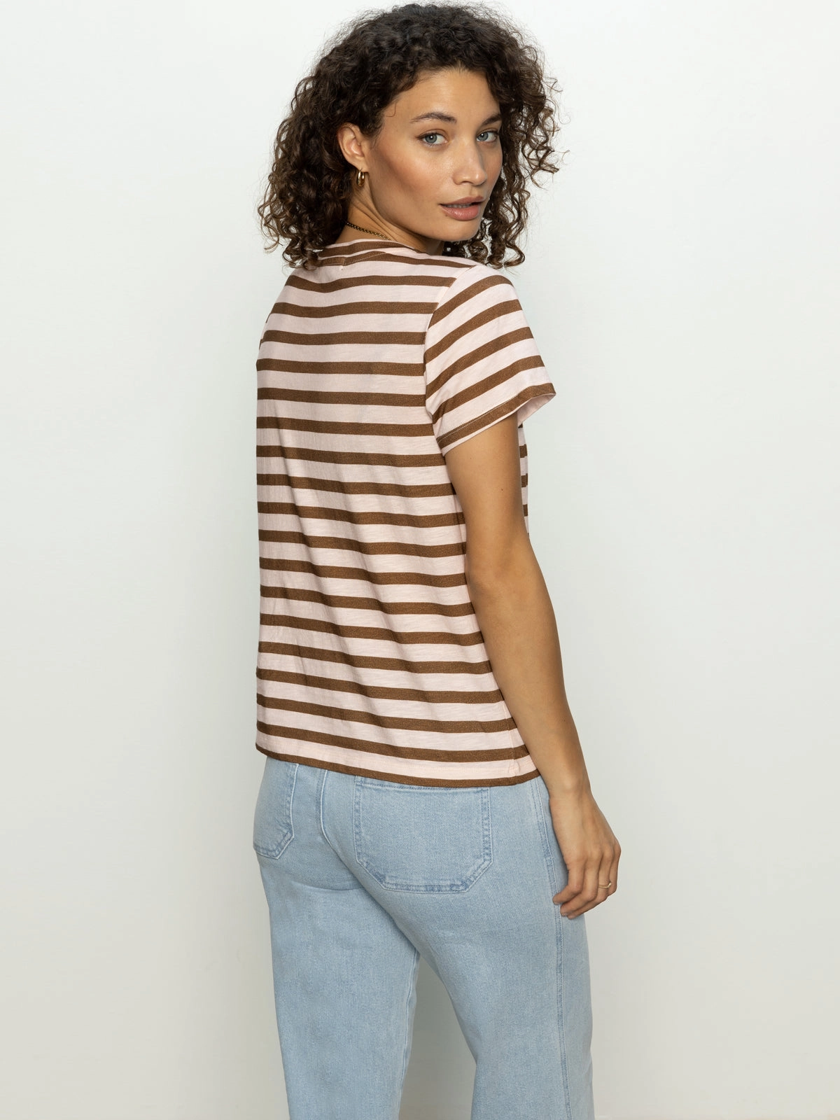 The Perfect Tee Earth Pink / Sepia Stripe