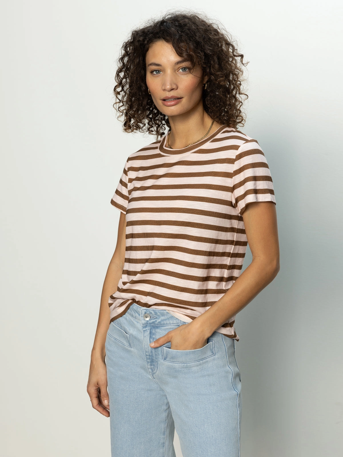 The Perfect Tee Earth Pink / Sepia Stripe