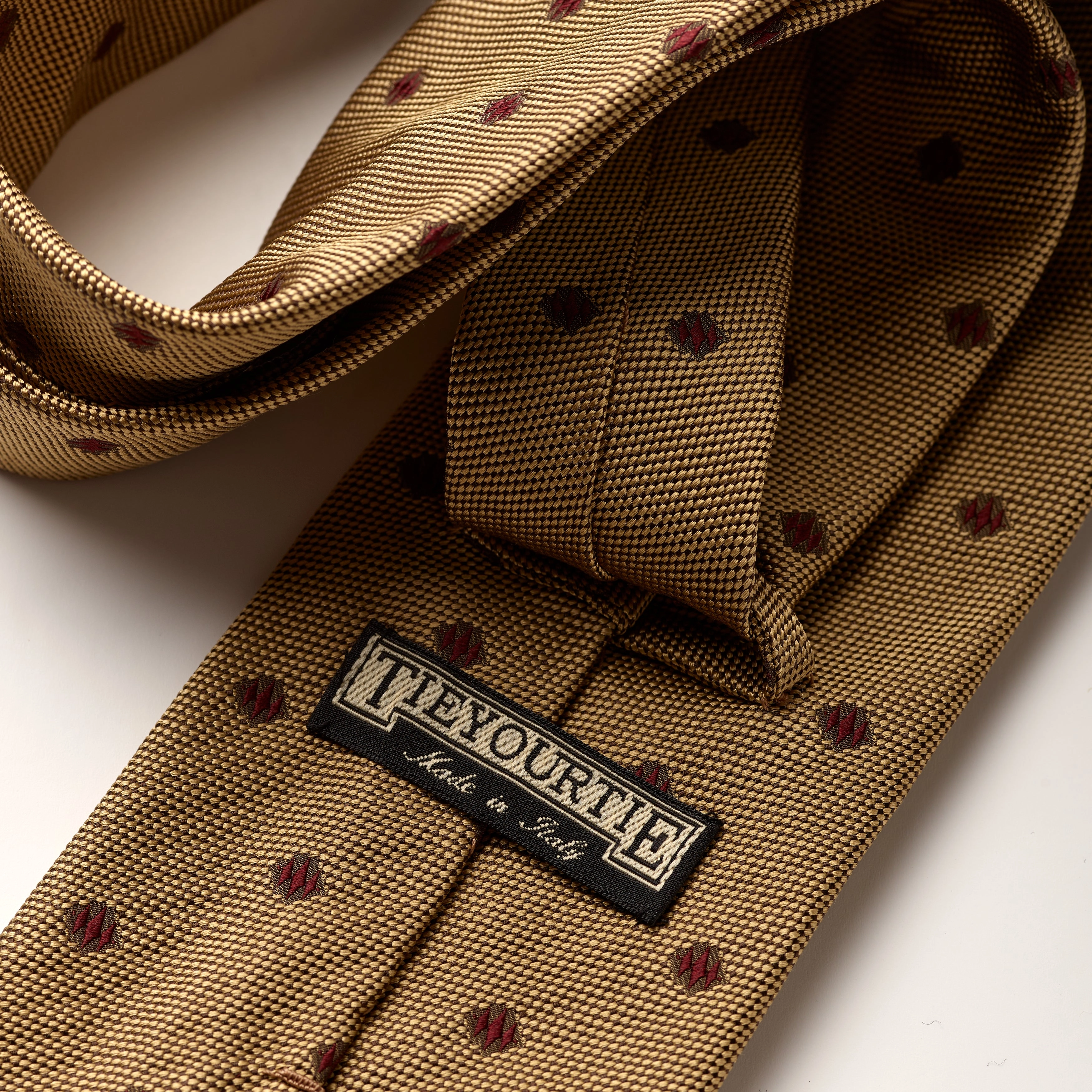Tie Your Tie Gold & Brown Silk Geometric Tie