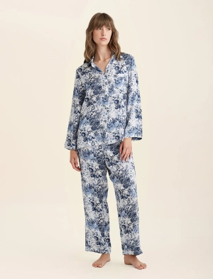 Toile De Jouy Pure Silk Full Length PJ Set