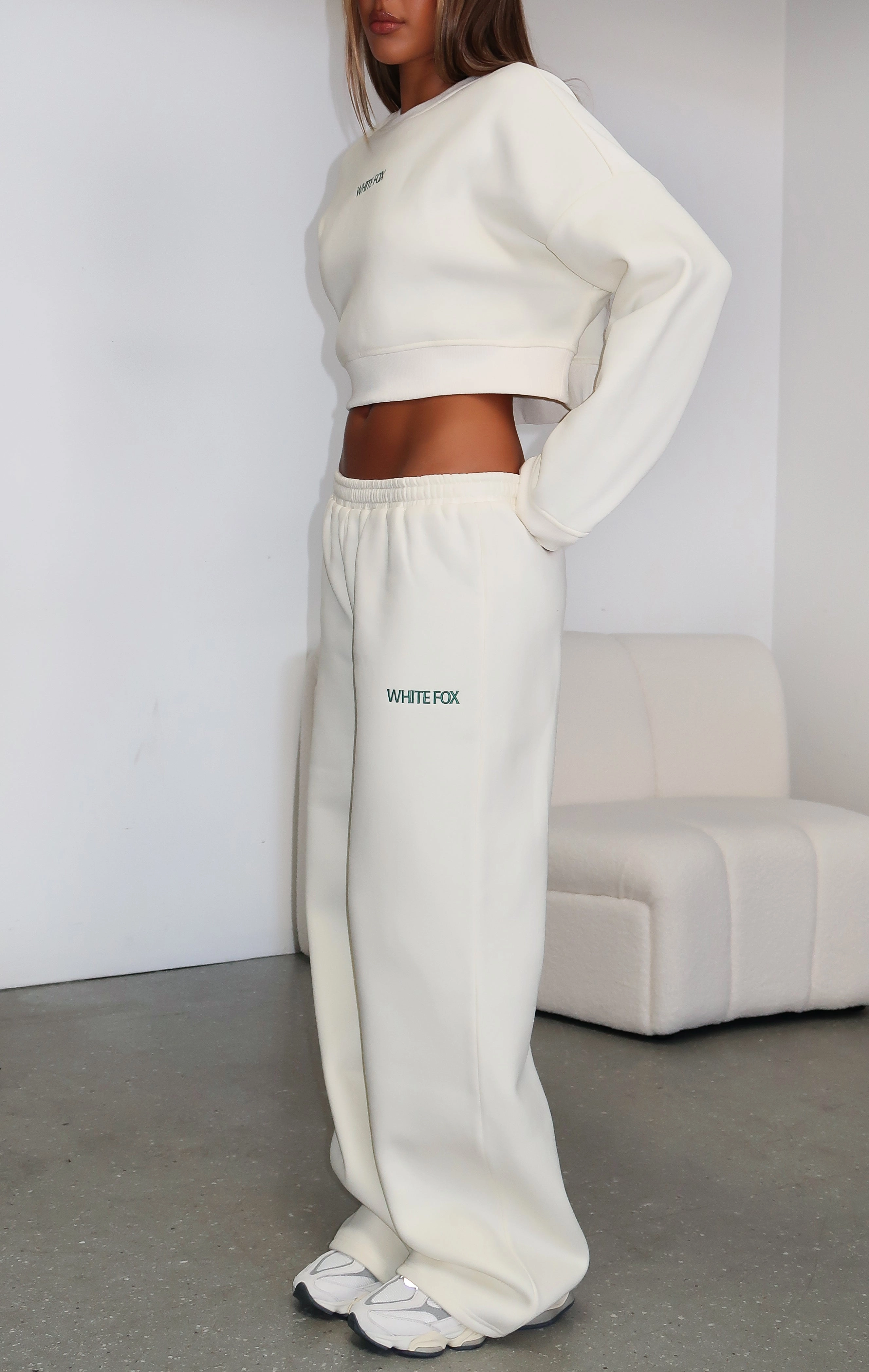 Trading Places Wide Leg Sweatpants Cream