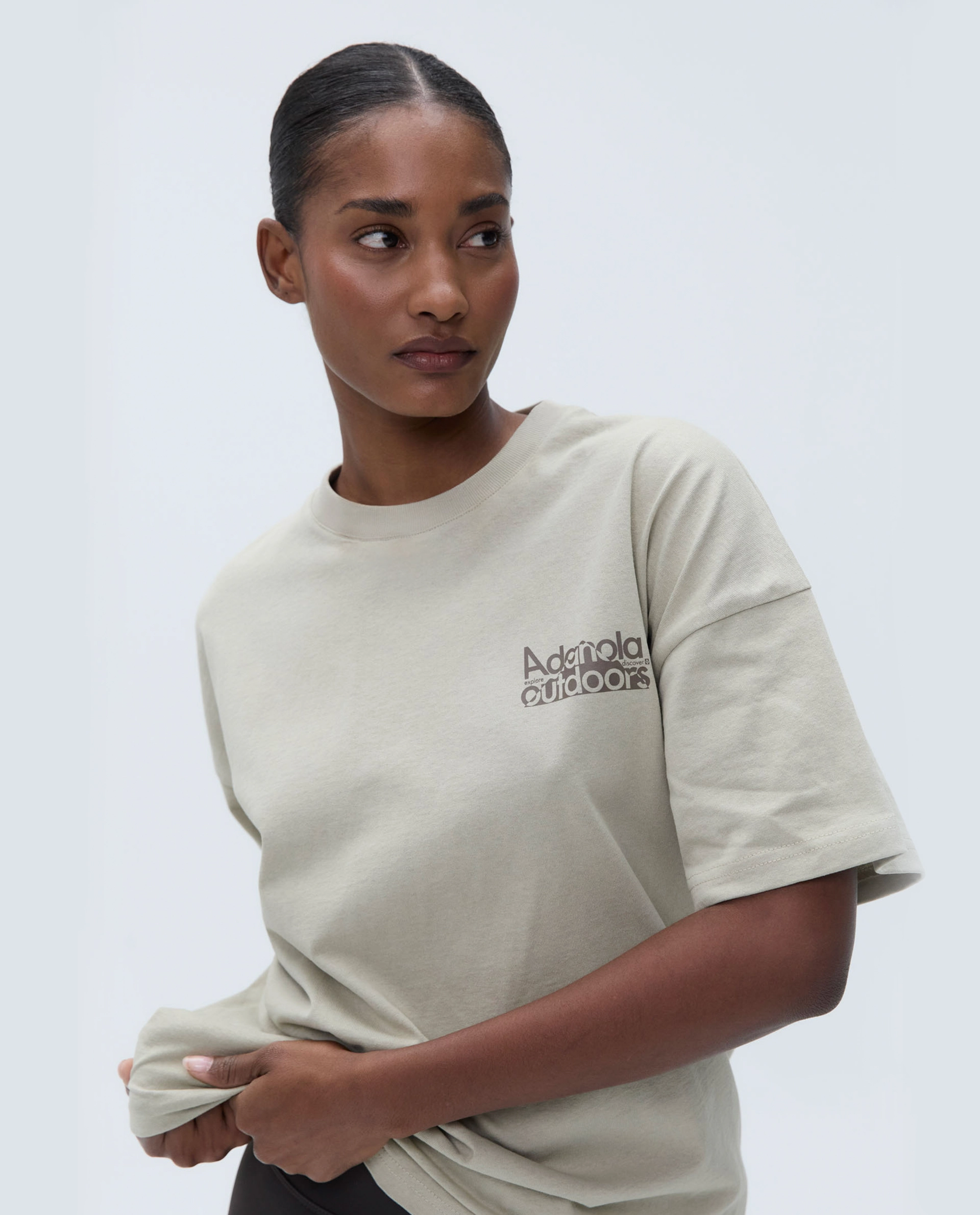Trail Short Sleeve Drop Shoulder T-shirt - Sand/Cocoa Brown