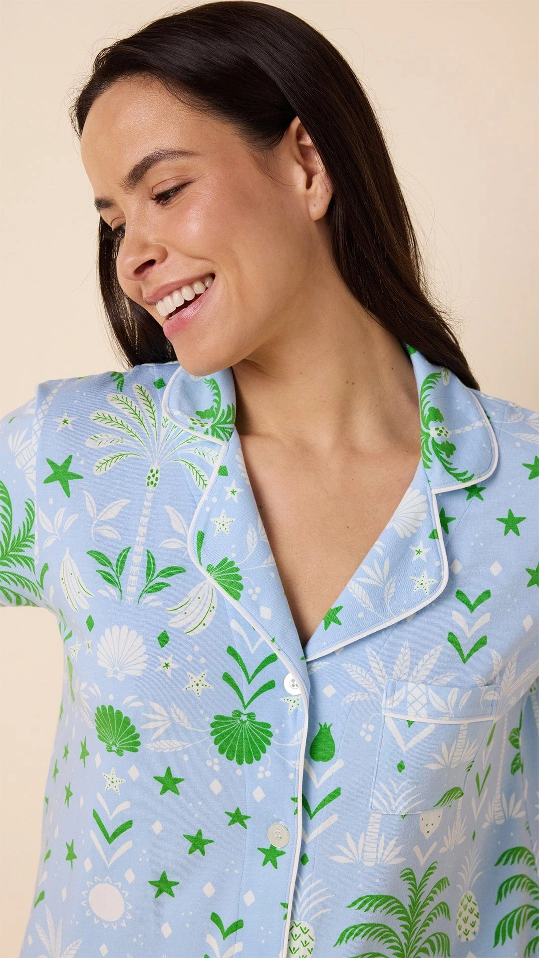 Tropicana Palm Pima Knit Short Set