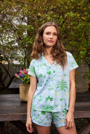 Tropicana Palm Pima Knit Short Set