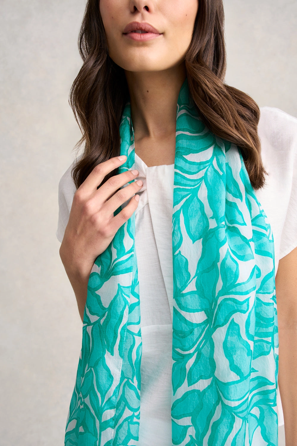 Two Tone Foliage Silk Scarf - Multi