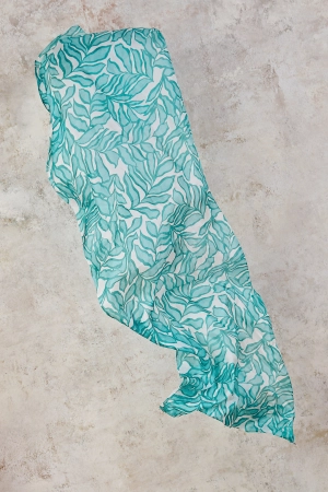 Two Tone Foliage Silk Scarf - Multi
