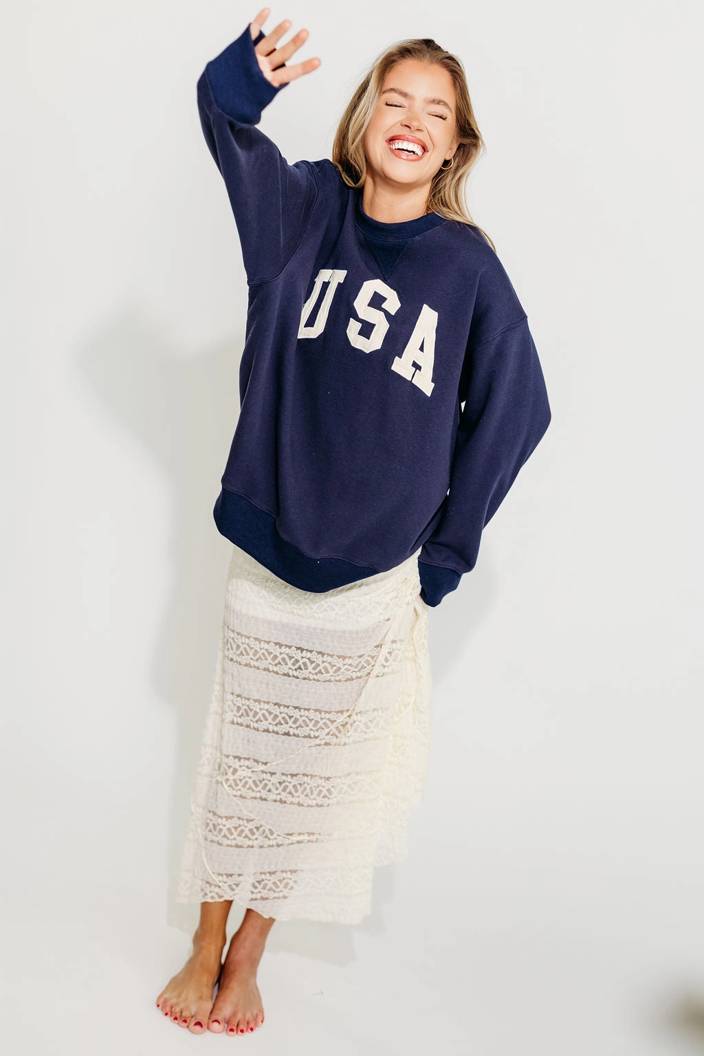 USA 100% Cotton Terry Pullover in Navy