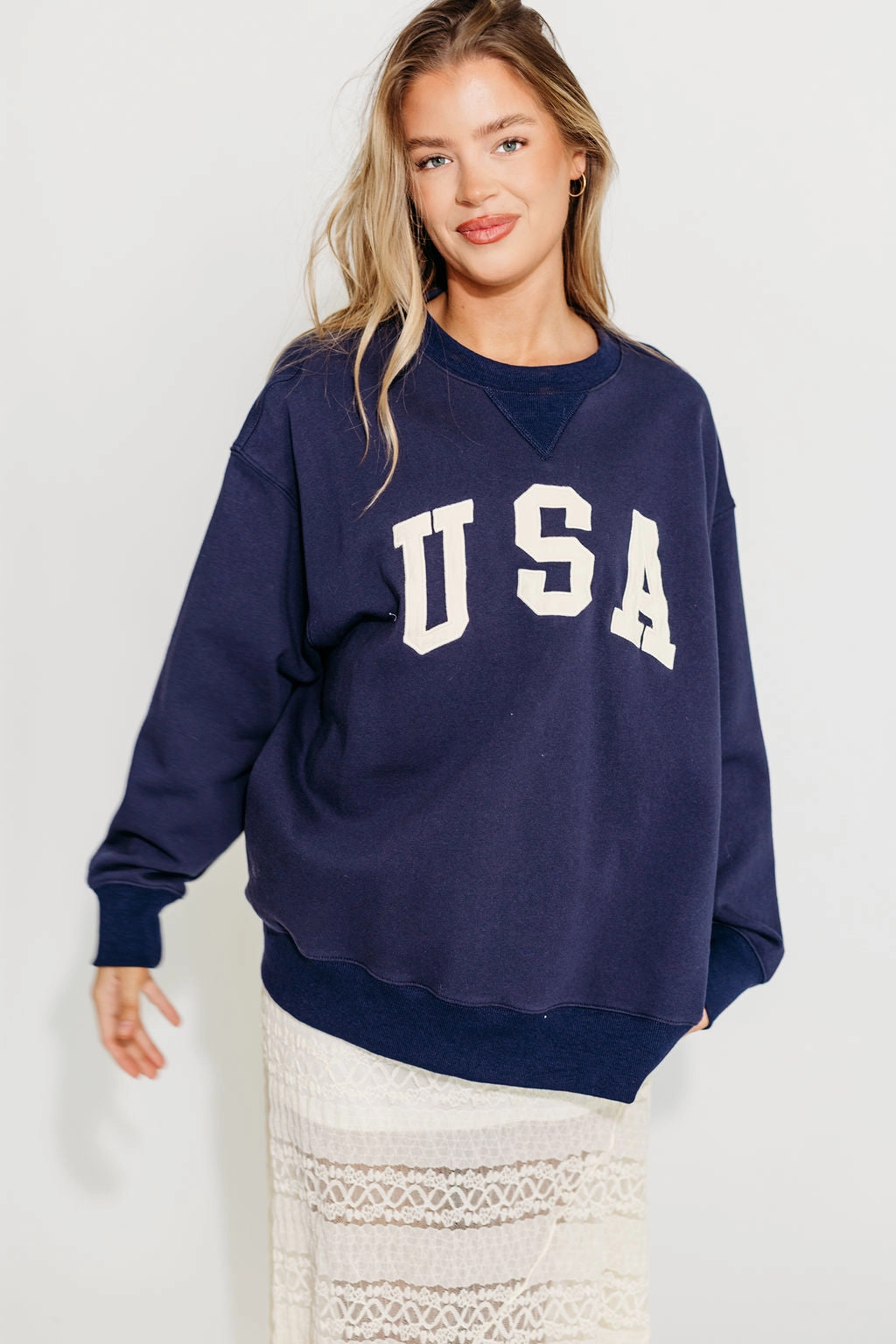 USA 100% Cotton Terry Pullover in Navy