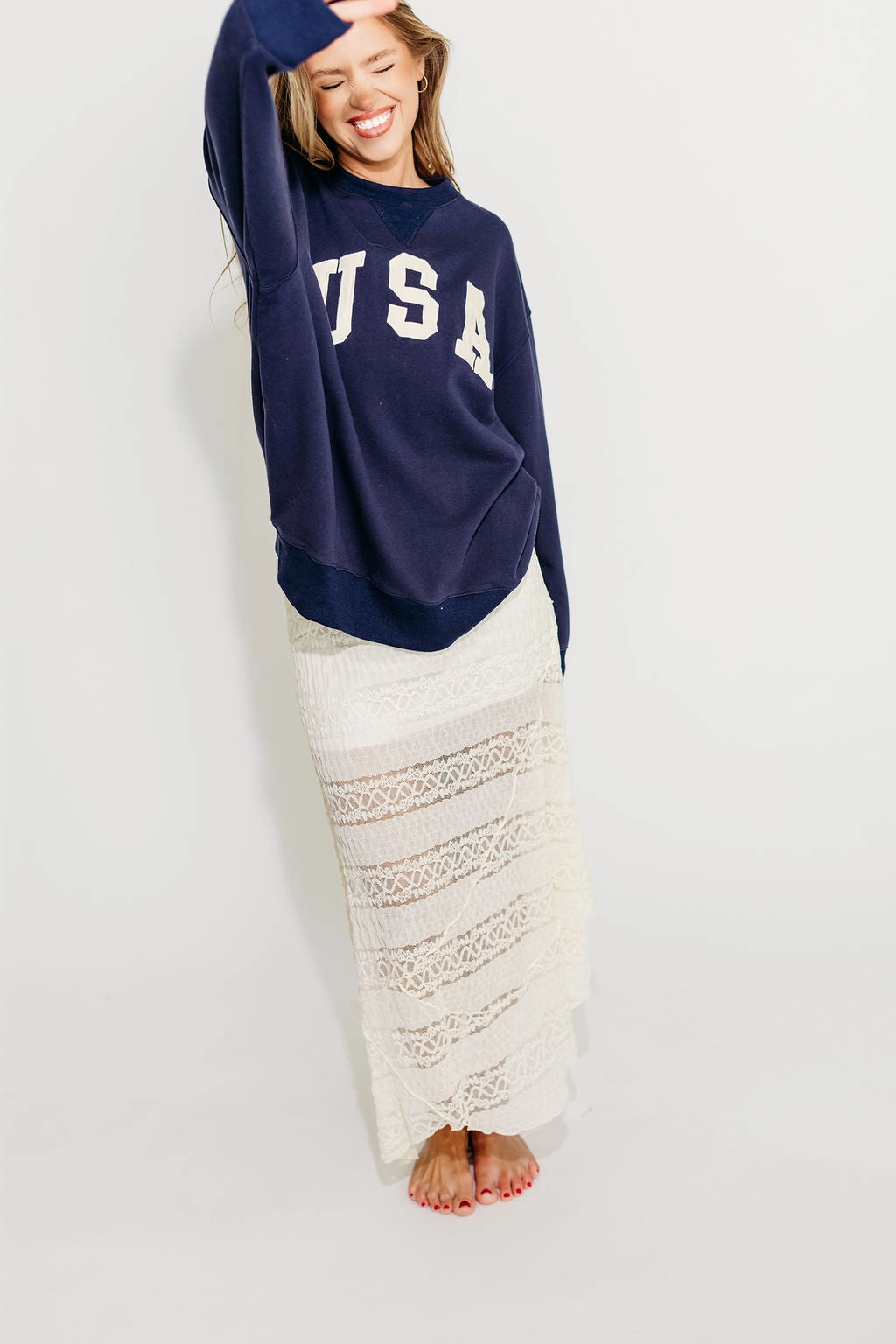 USA 100% Cotton Terry Pullover in Navy