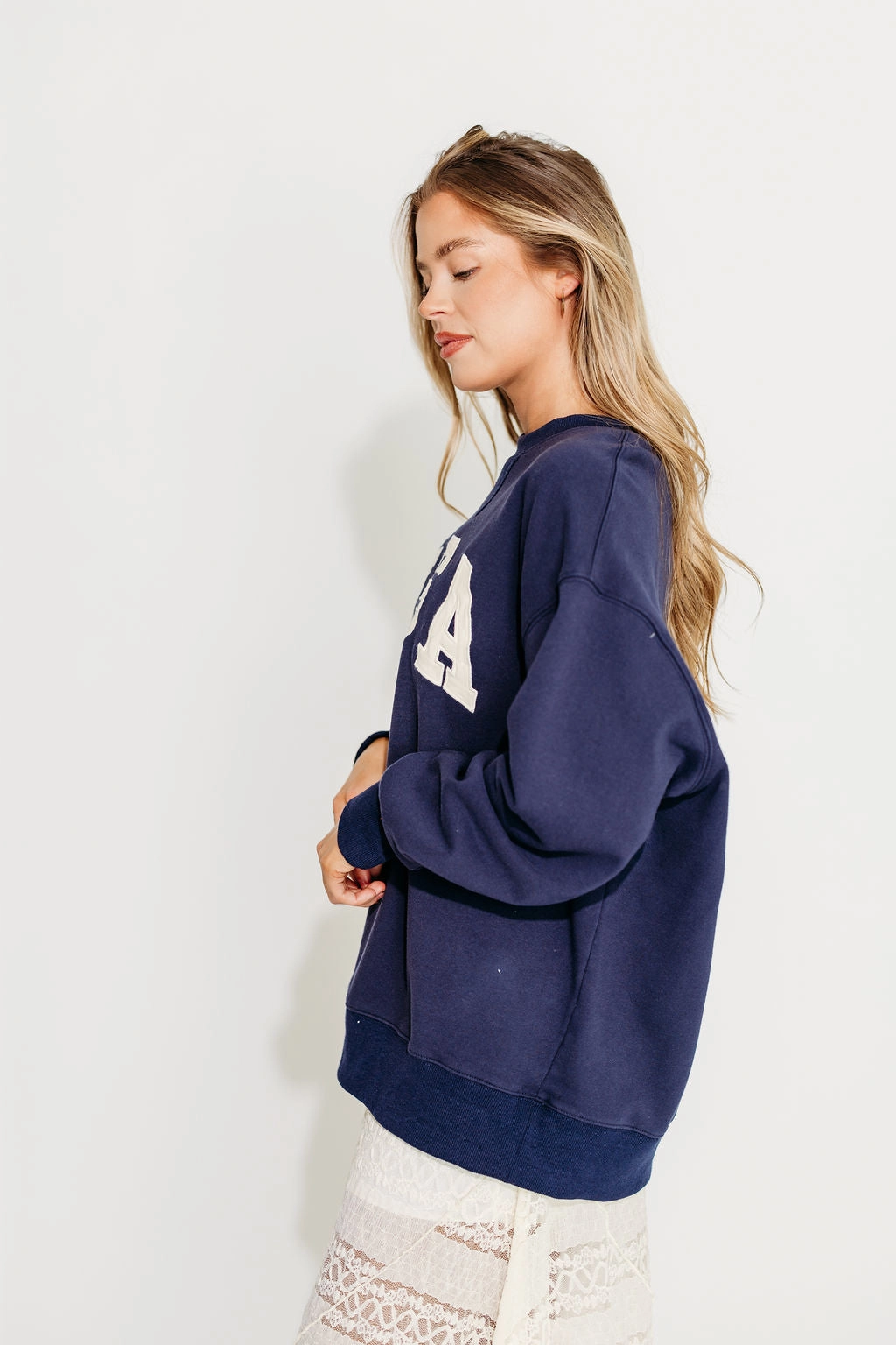 USA 100% Cotton Terry Pullover in Navy