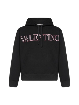 Valentino Logo Printed Drawstring Hoodie