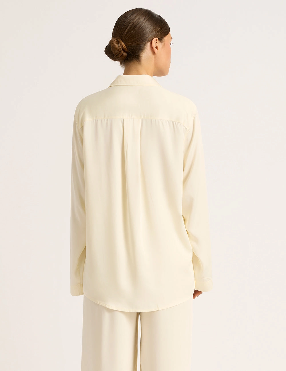 Vegan Silk Long Sleeve Shirt - Pearl