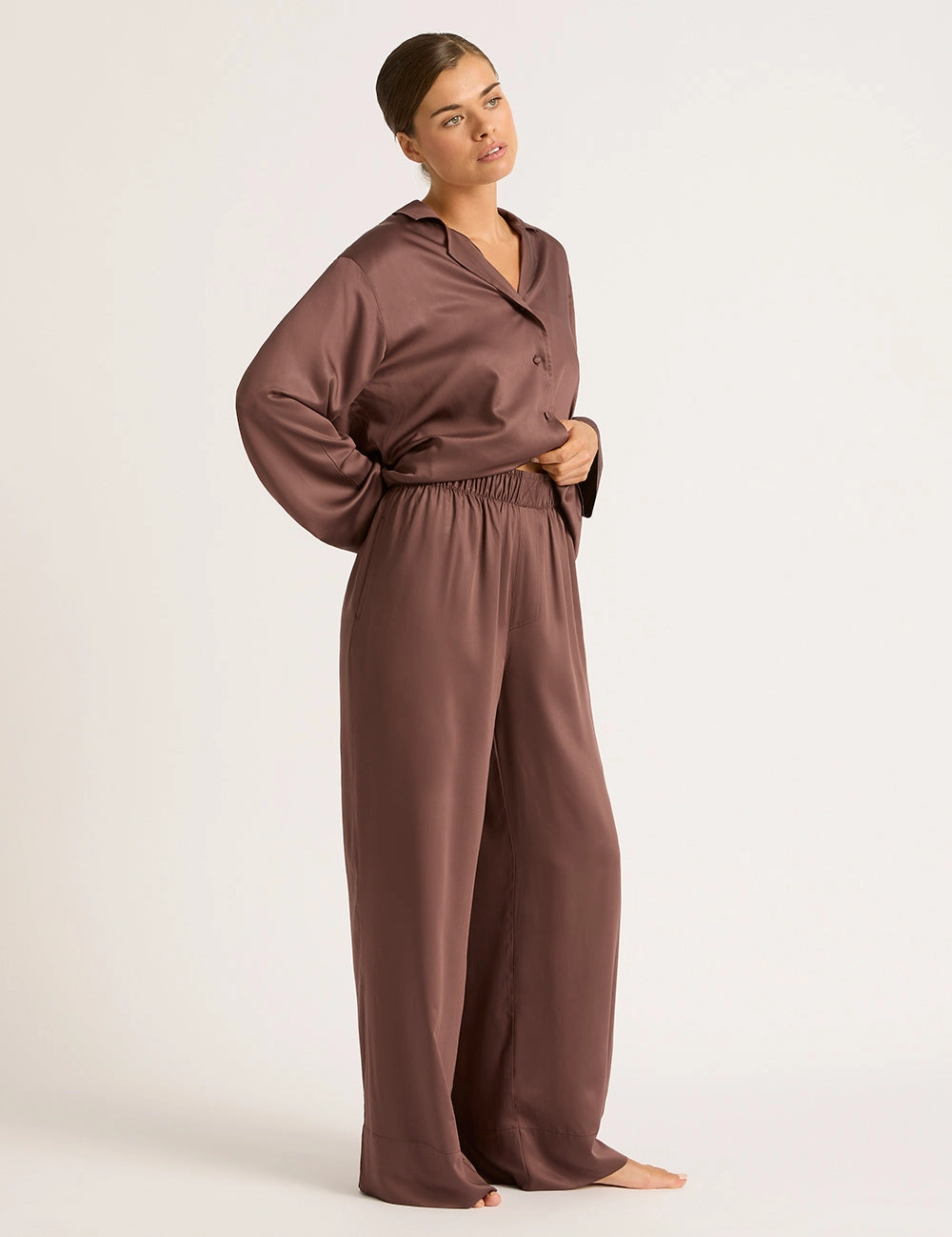 Vegan Silk Wide Leg Pant - Garnet
