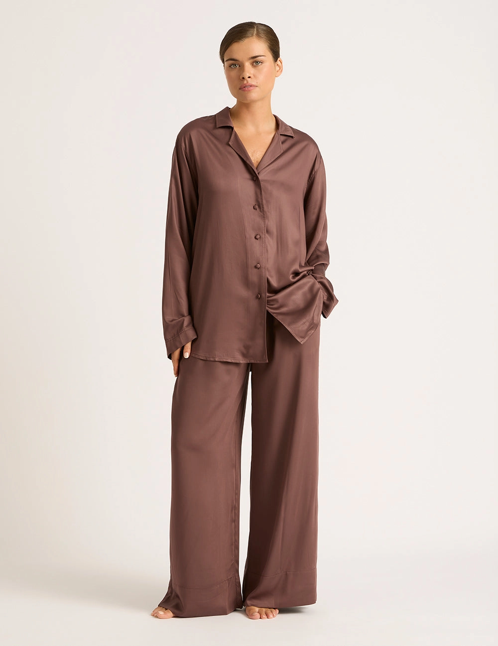 Vegan Silk Wide Leg Pant - Garnet