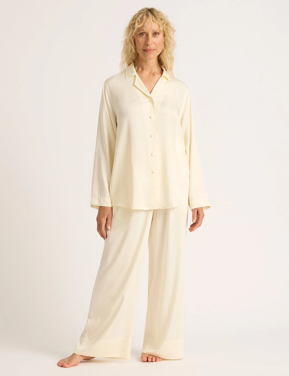 Vegan Silk Wide Leg Pant - Pearl
