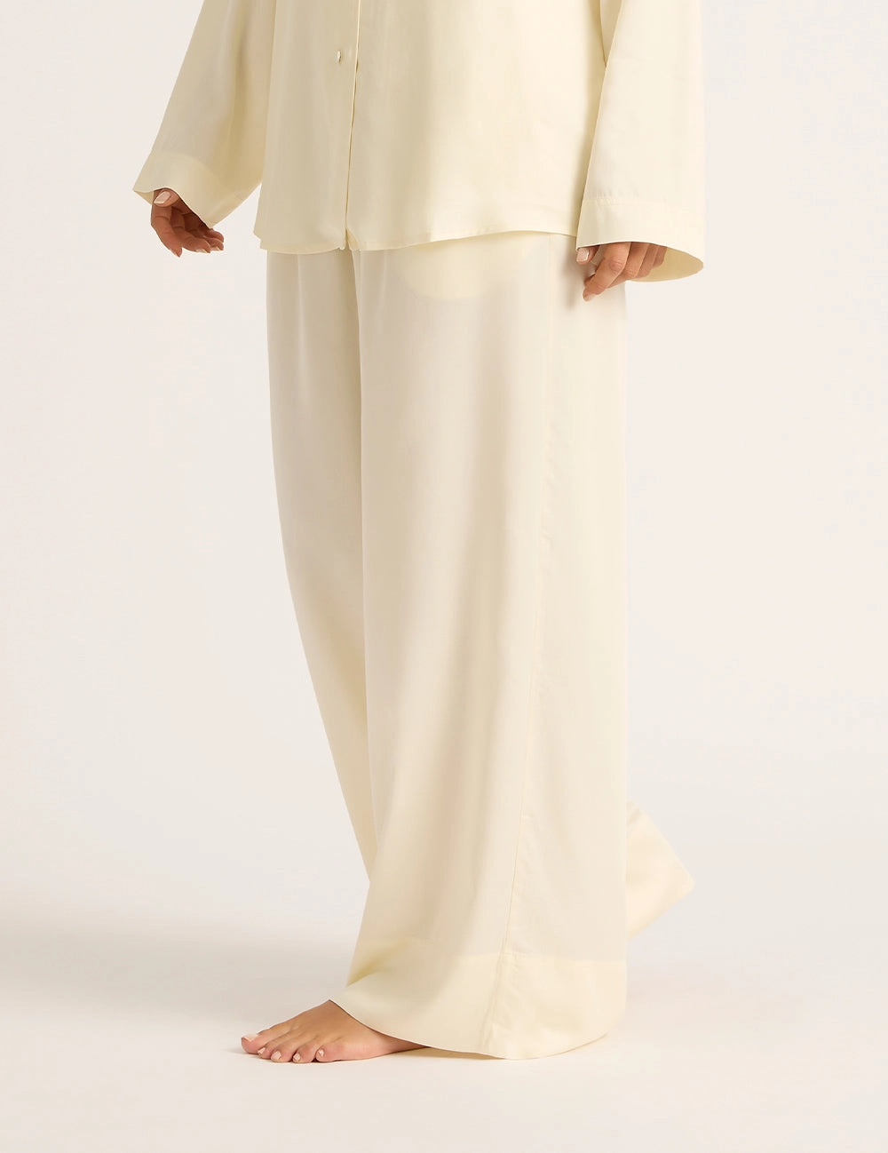 Vegan Silk Wide Leg Pant - Pearl
