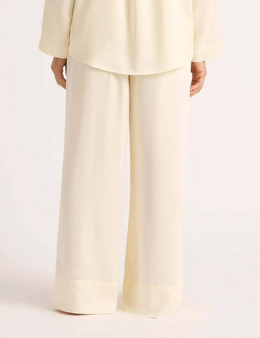 Vegan Silk Wide Leg Pant - Pearl